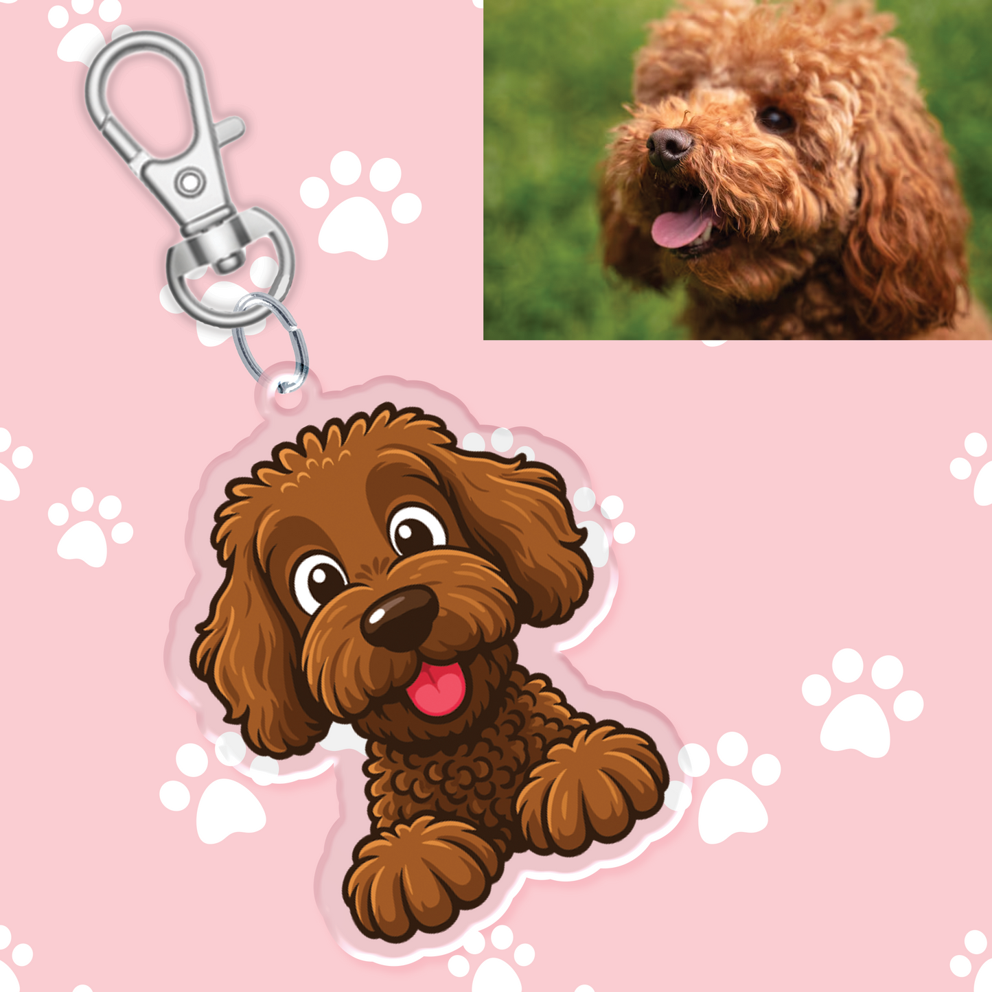 Brown Groodle Acrylic Keychain - Zyllion