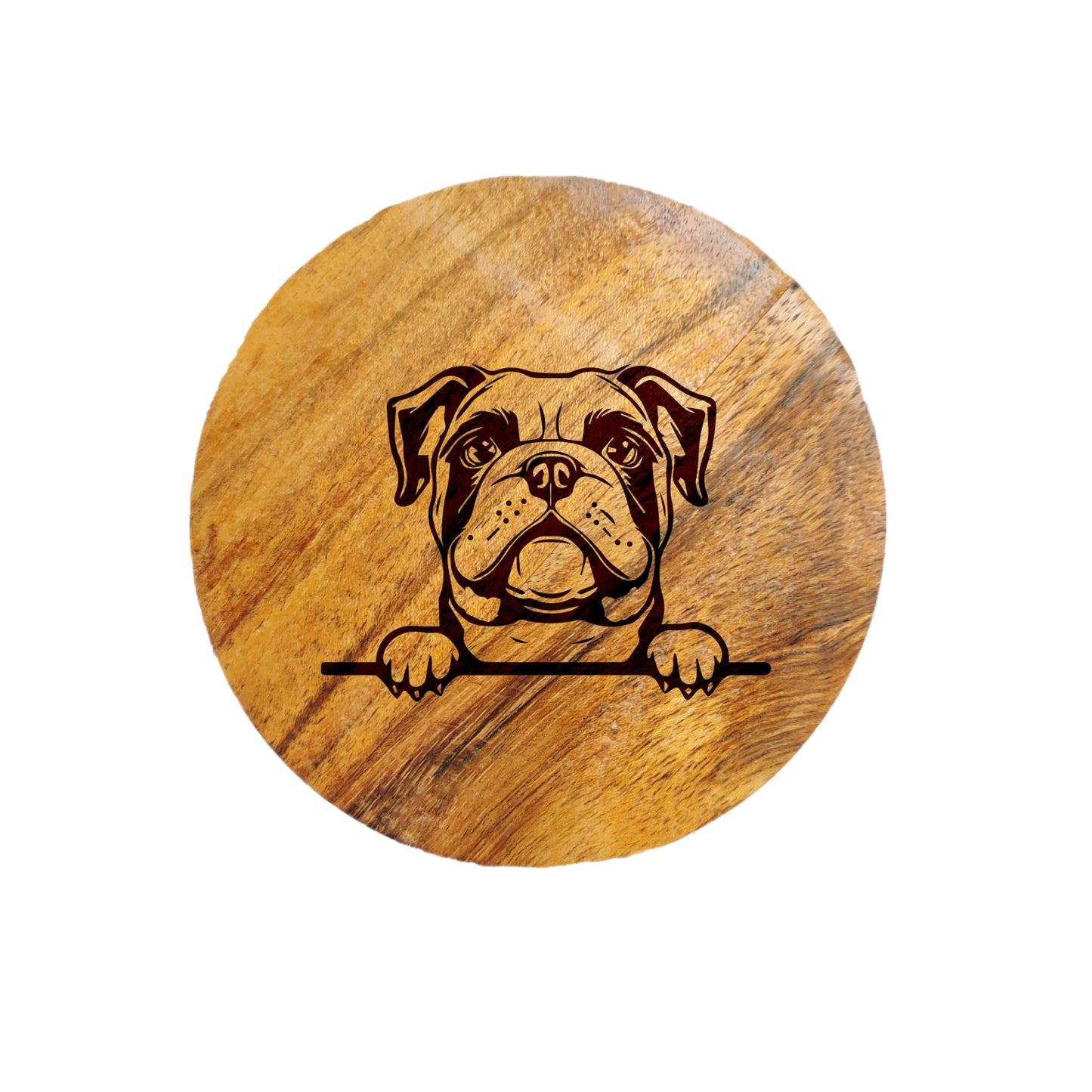English Bull Dog Acacia Wood Coaster - Zyllion