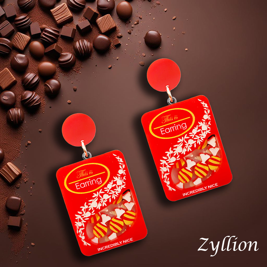 Chocolate Box Acrylic Dangle Sterling Silver Earrings