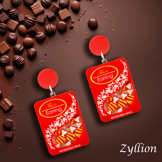 Chocolate Box Acrylic Dangle Sterling Silver Earrings
