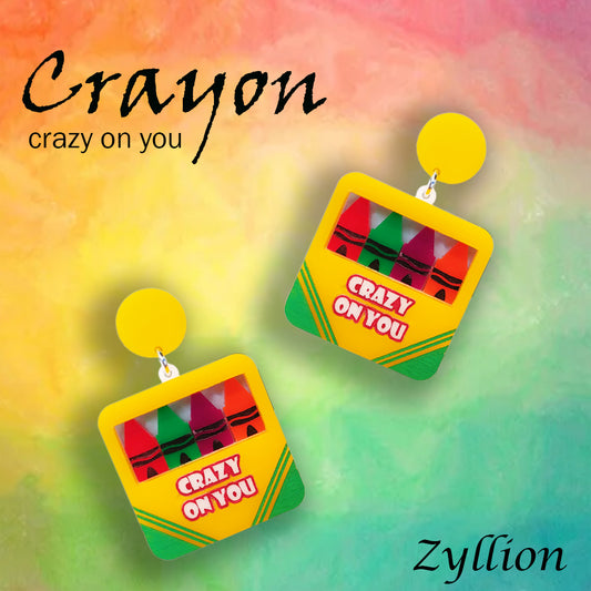 Crayon Acrylic Dangle Sterling Silver Earrings
