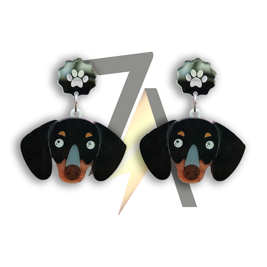 Dachshund Dog Dangle Sterling Silver Earrings