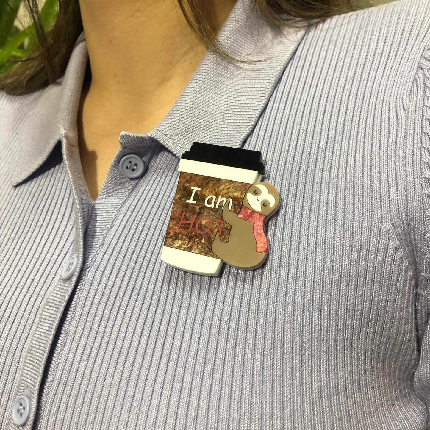 Sloth with a hot coffee Brooch