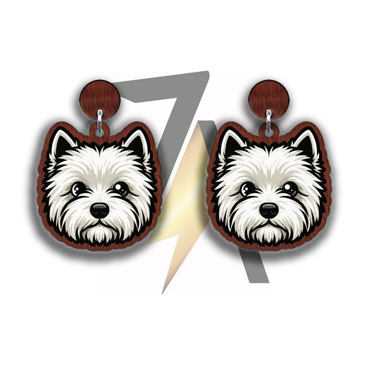 White Cairn Terrier Dangle Earrings