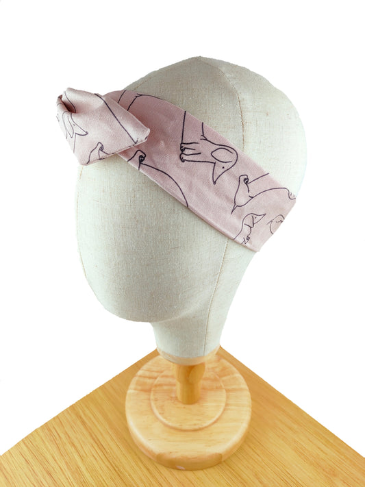 Sausage Dog Pale Pink Wired Headband