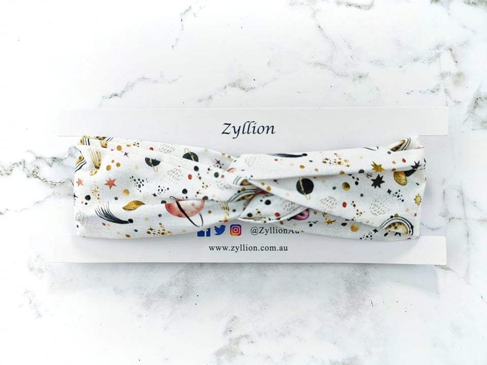White Galaxy Wired Headband