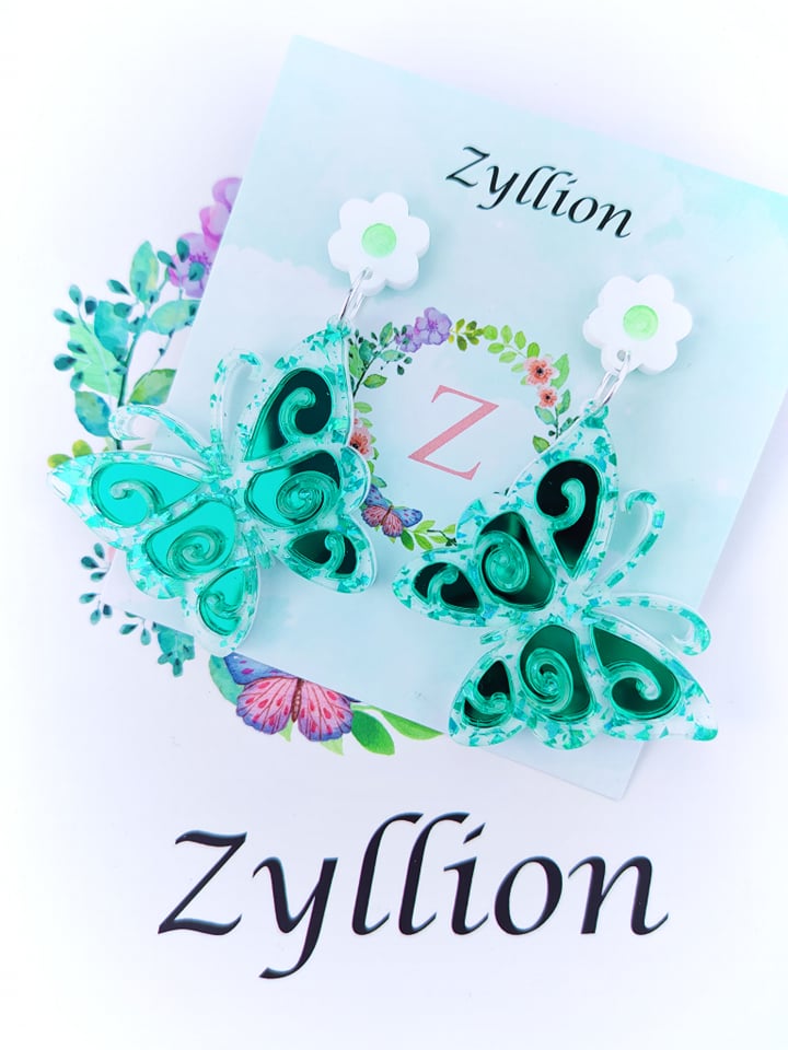 Butterfly Dangle Sterling Silver Earrings