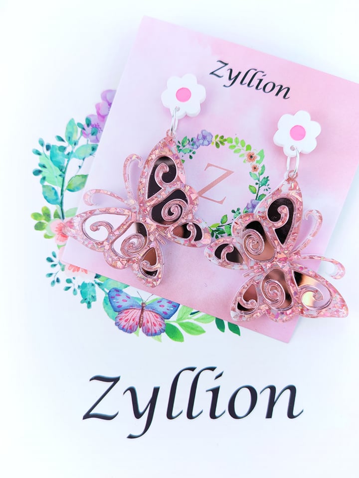 Butterfly Dangle Sterling Silver Earrings