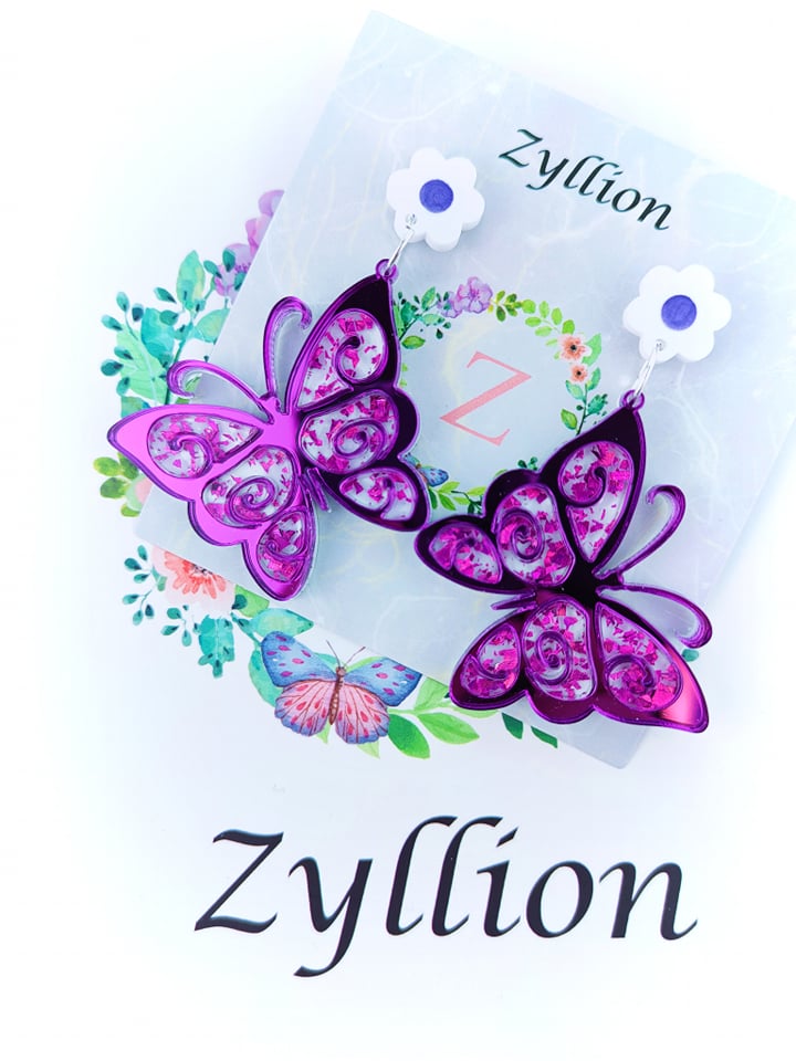 Butterfly Dangle Sterling Silver Earrings