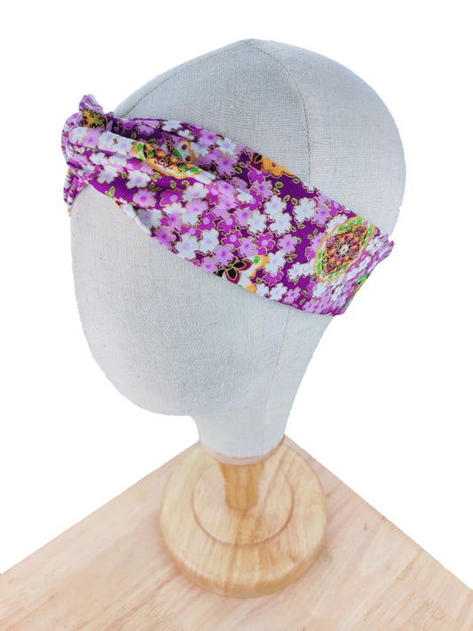 Purple Floral Wired Headband