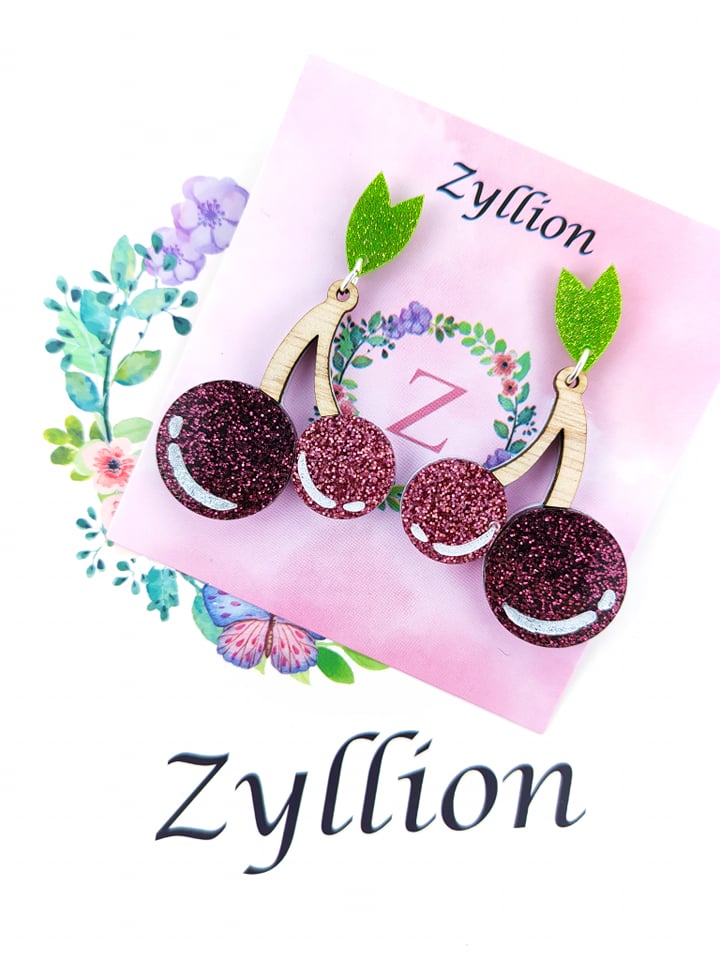 Cherry Dangle Sterling Silver Earrings