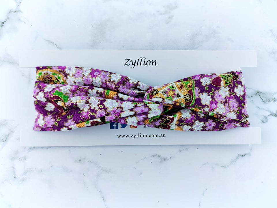 Purple Floral Wired Headband