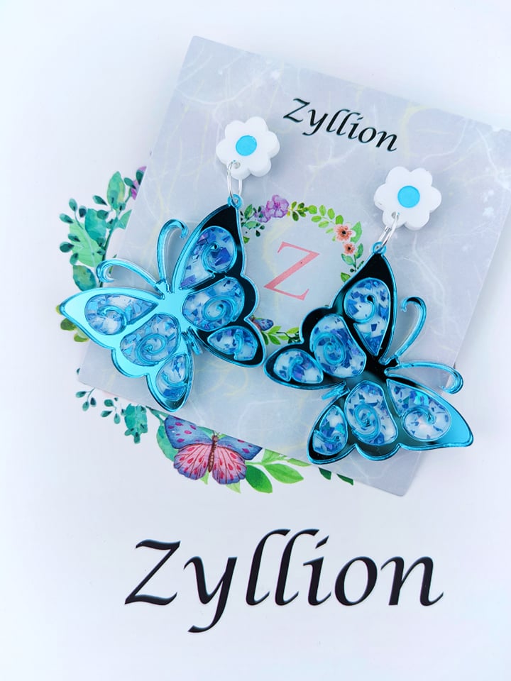 Butterfly Dangle Sterling Silver Earrings