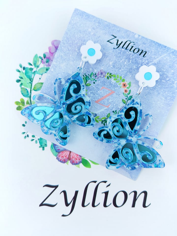 Butterfly Dangle Sterling Silver Earrings