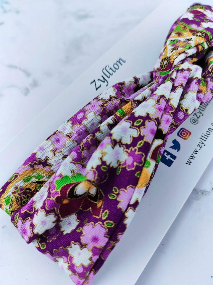 Purple Floral Wired Headband
