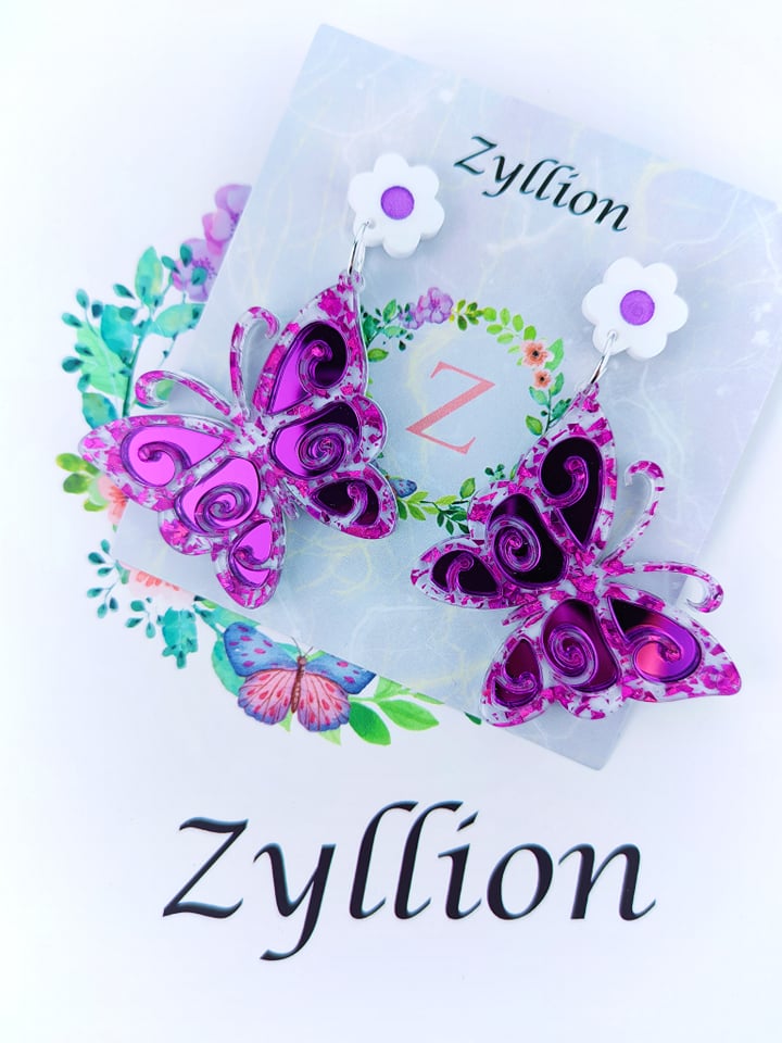 Butterfly Dangle Sterling Silver Earrings