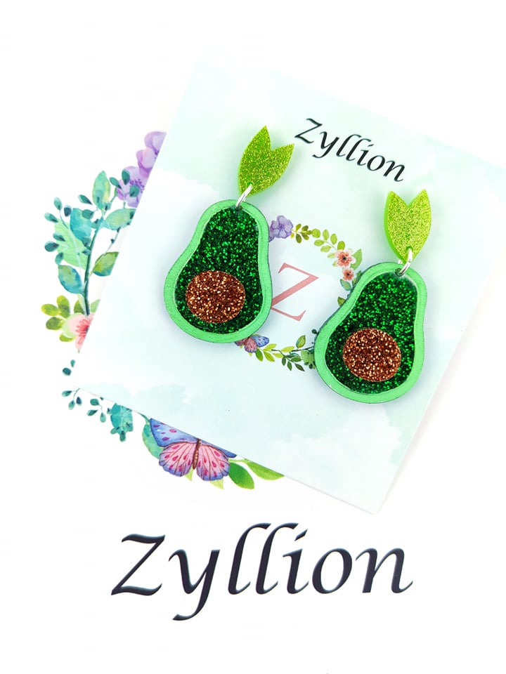 Avocado Dangle Sterling Silver Earrings