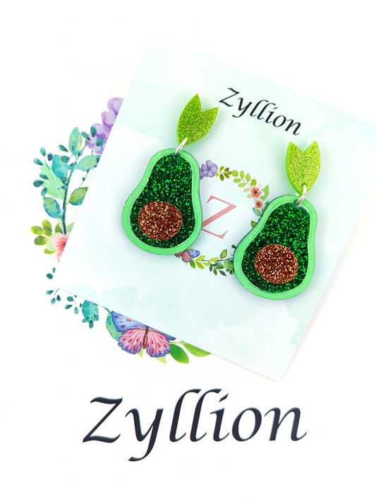 Avocado Dangle Sterling Silver Earrings