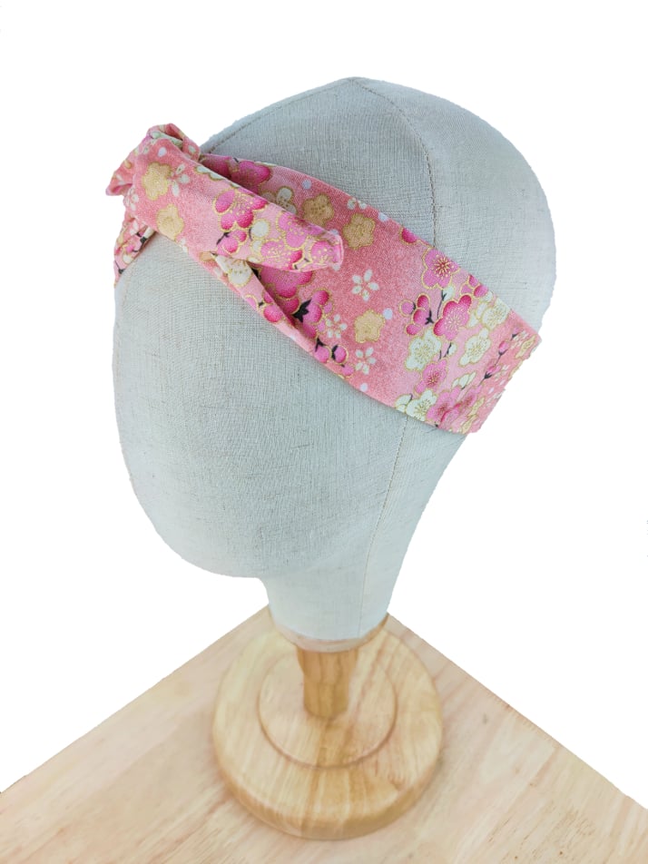 Pink and Gold Floral Wired Headband