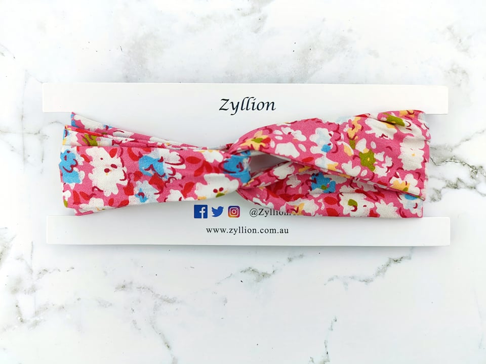 Pink Flower Wired Headband
