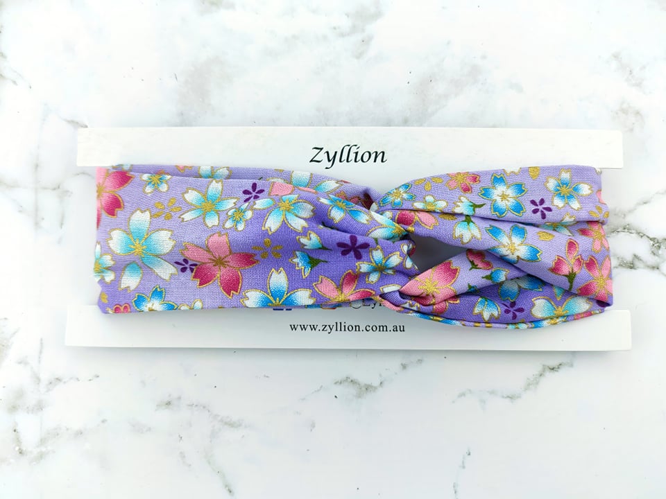 Purple floral Wired Headband