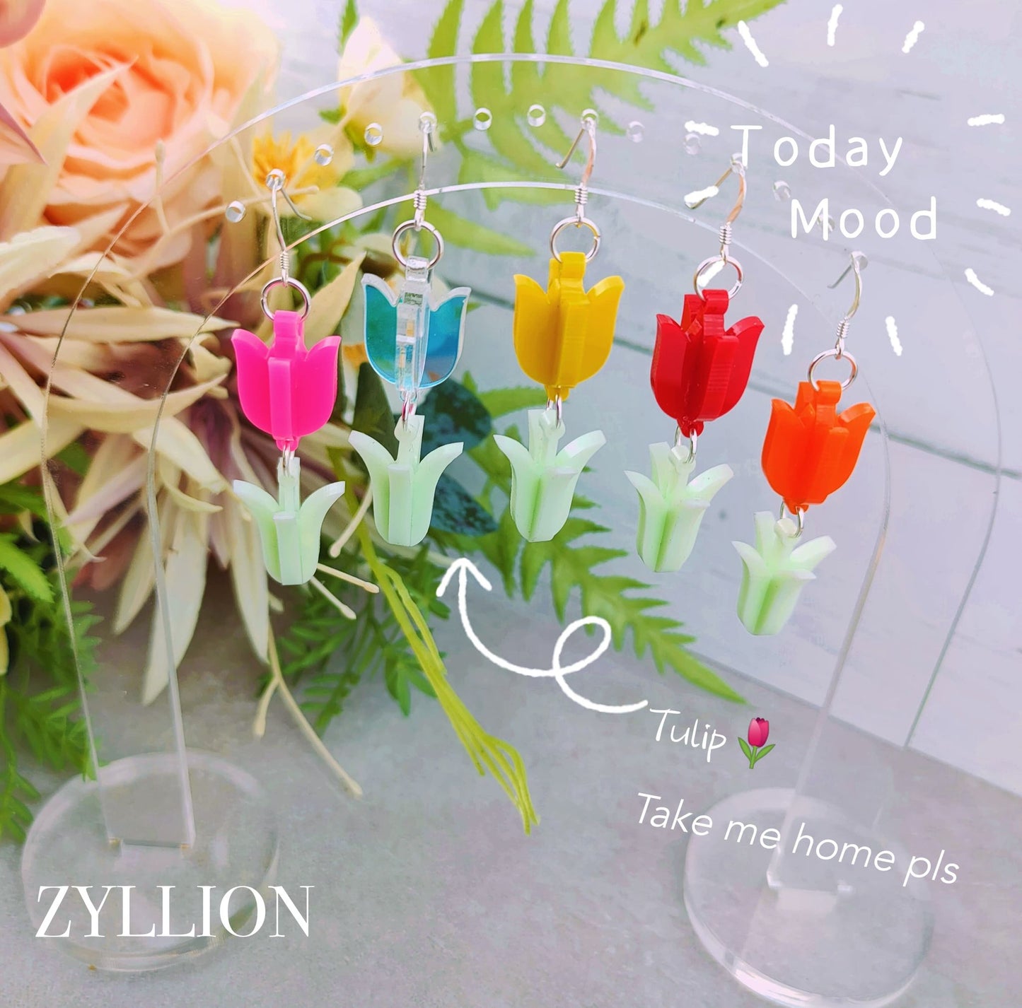 3D tulip acrylic earring