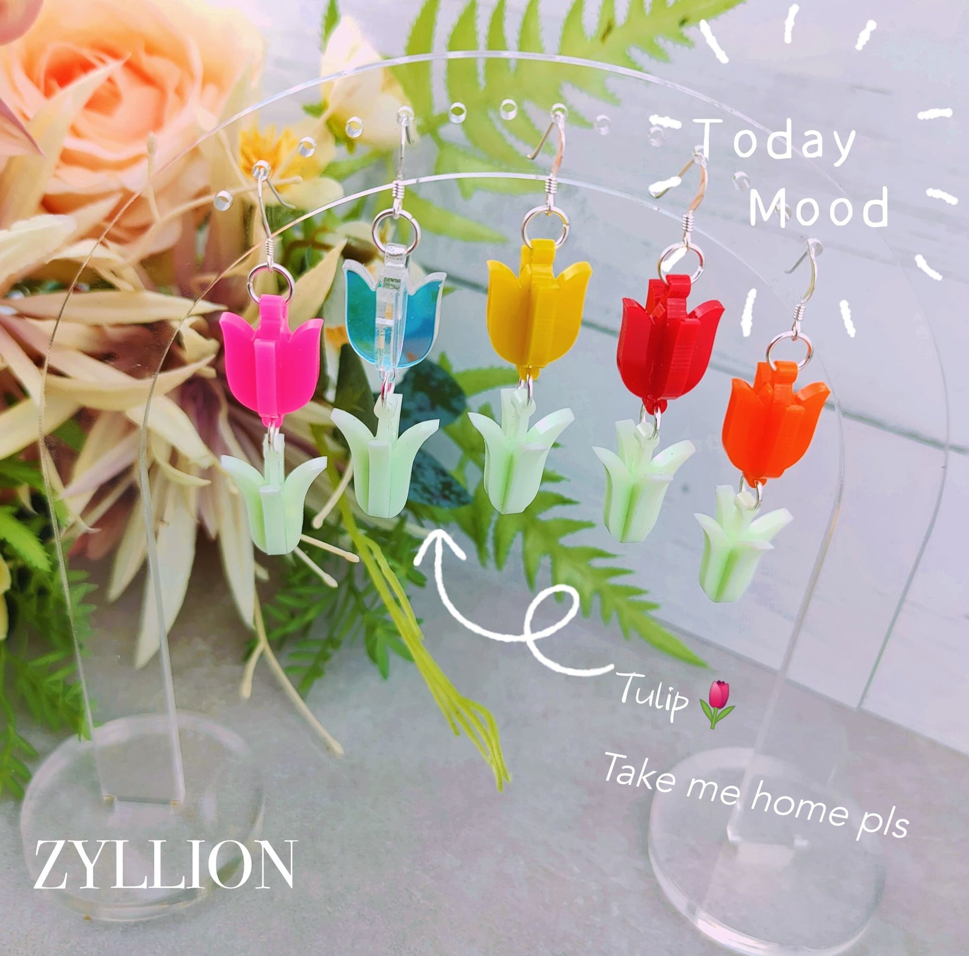 3D tulip acrylic earring