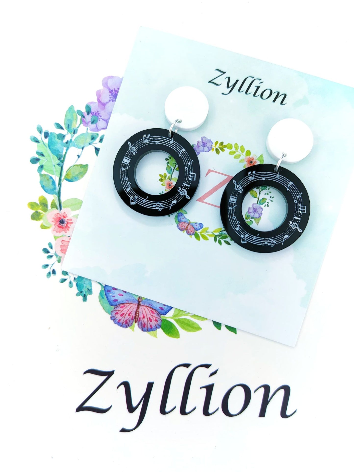 Music Loop Mini Drops Dangle Sterling Silver Earrings - Zyllion