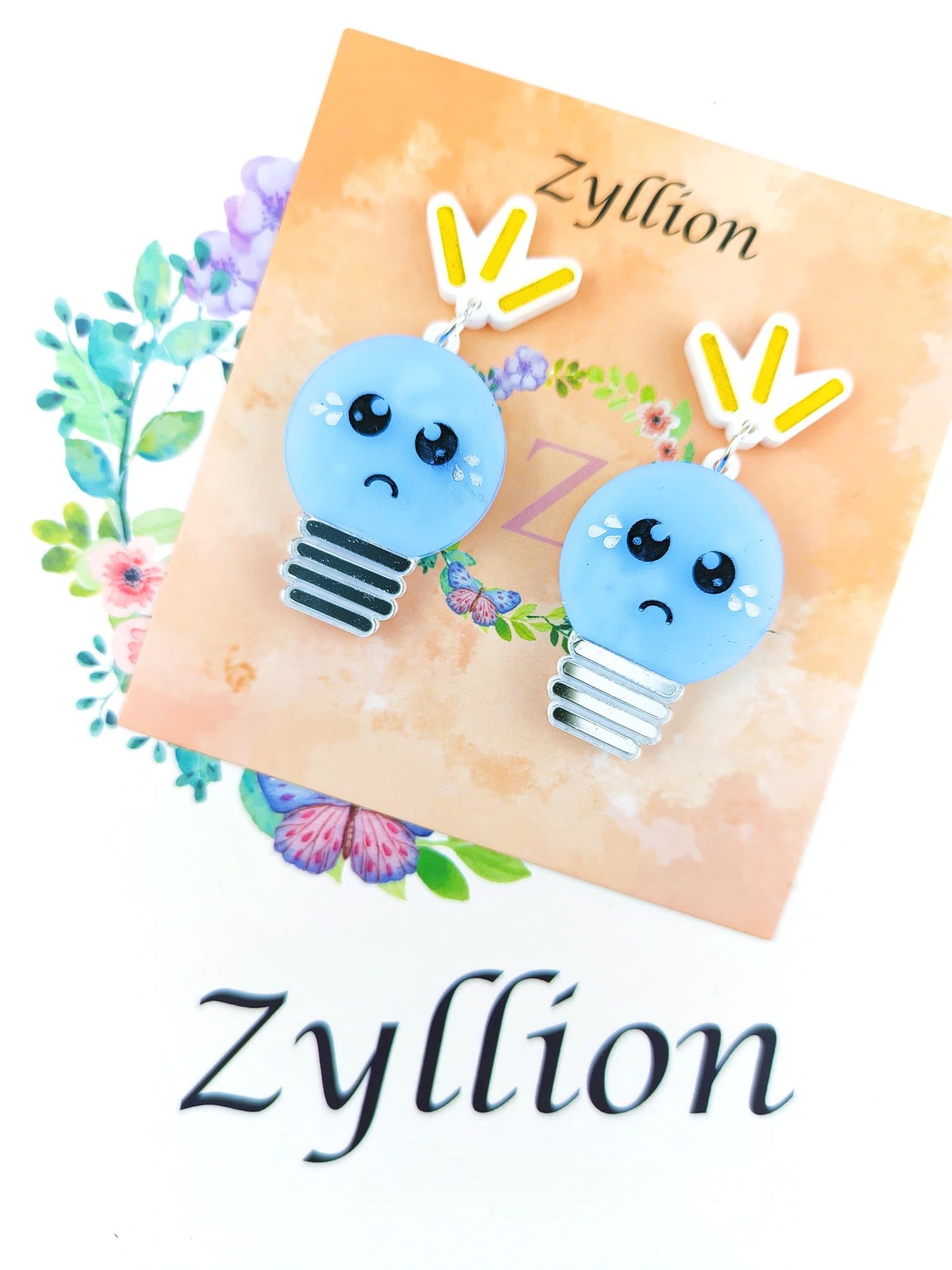 Emotional Light Bulb Dangle Sterling Silver Earrings