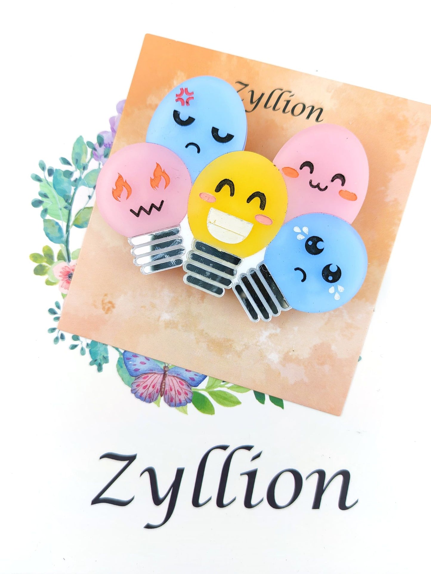 Light Bulb emoji Family Brooch