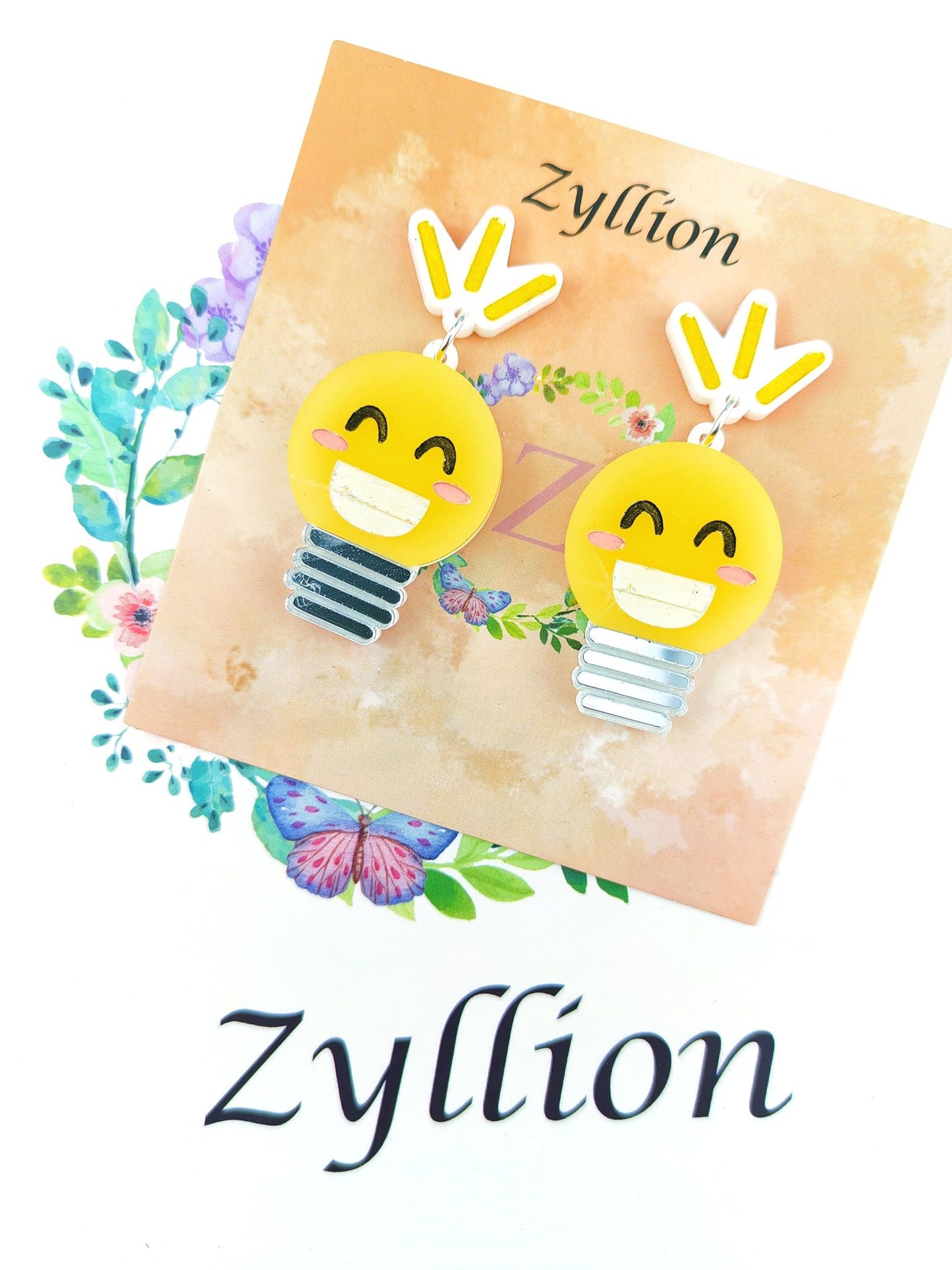 Emotional Light Bulb Dangle Sterling Silver Earrings