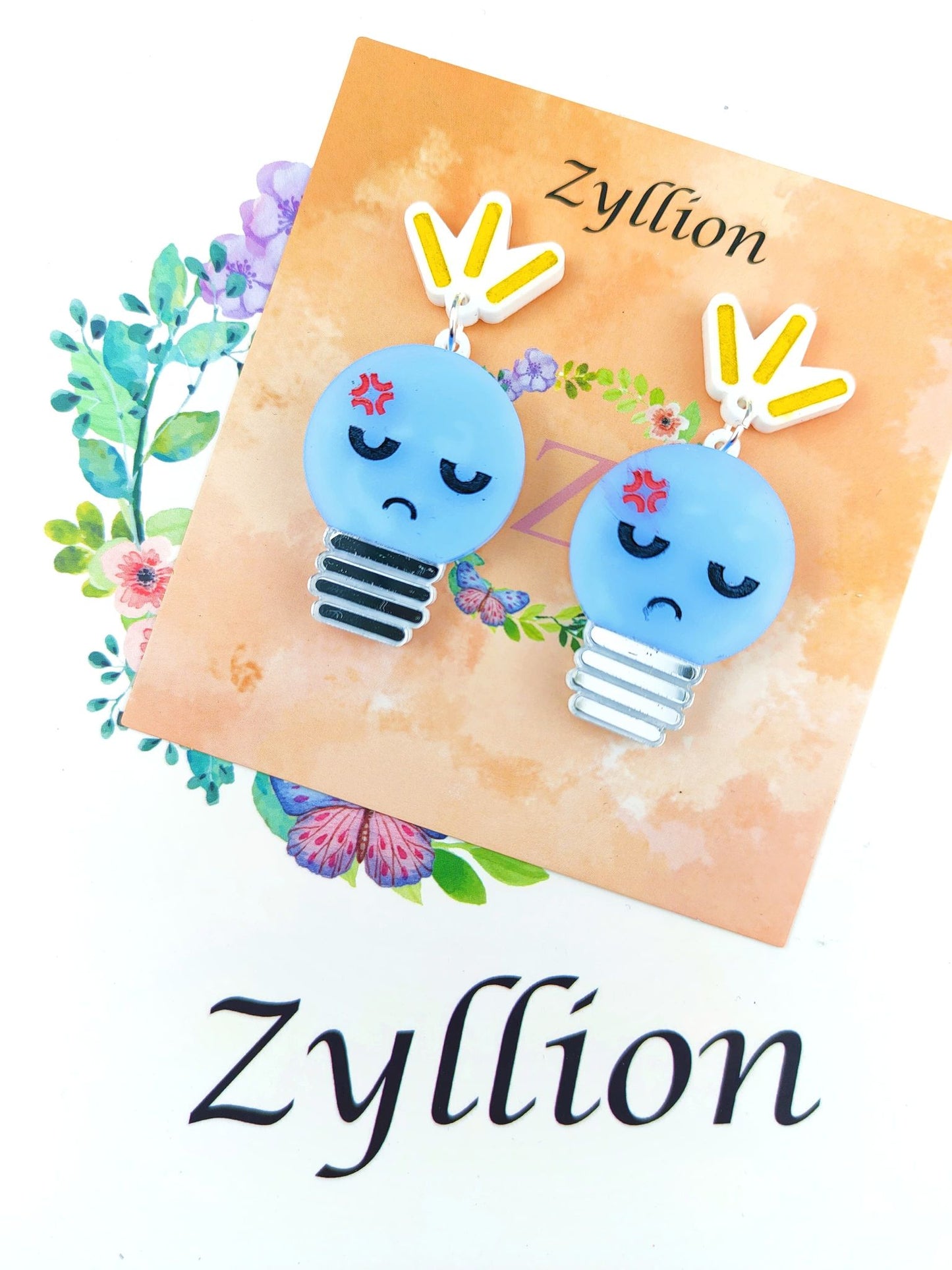 Emotional Light Bulb Dangle Sterling Silver Earrings