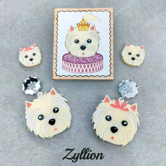 Maltese Dog Brooch