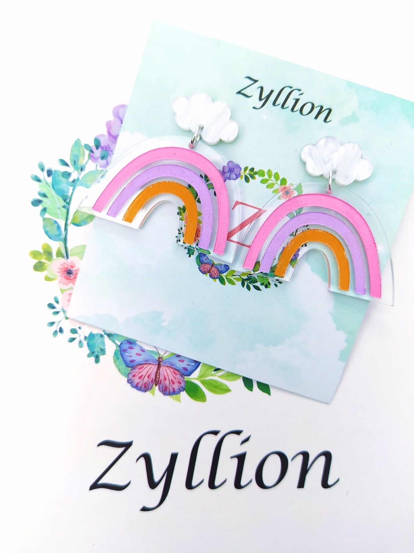 Rainbow Dangle Sterling Silver Earrings