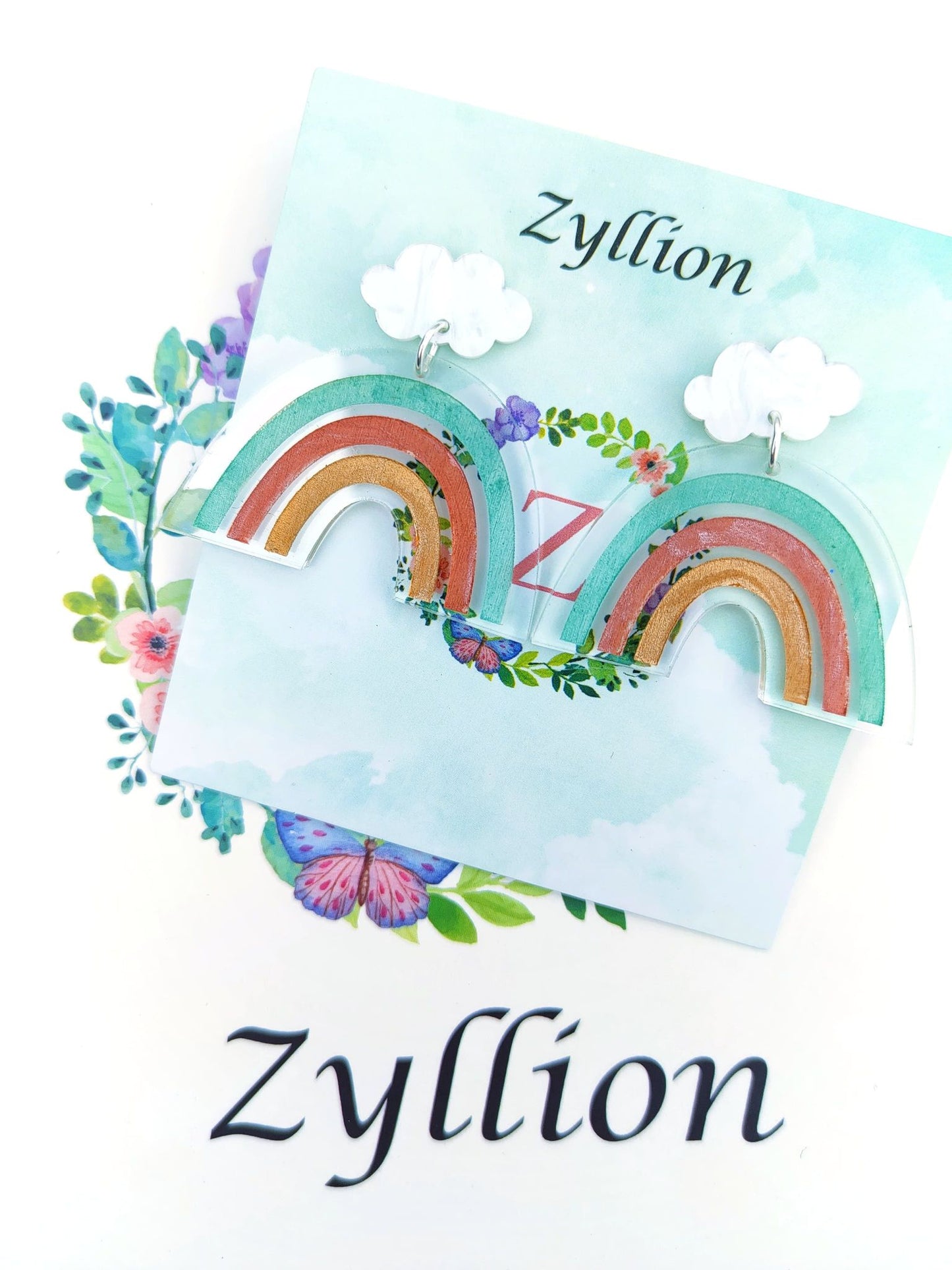 Rainbow Dangle Sterling Silver Earrings