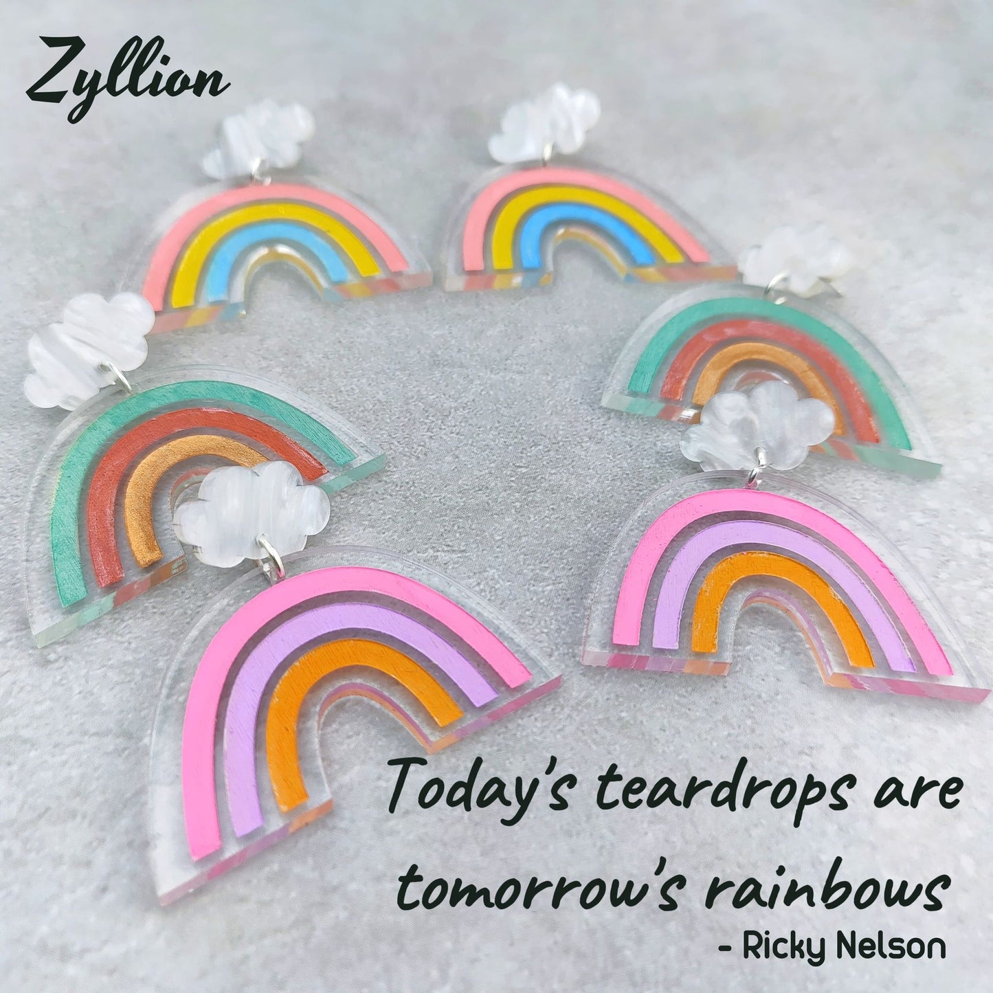 Rainbow Dangle Sterling Silver Earrings