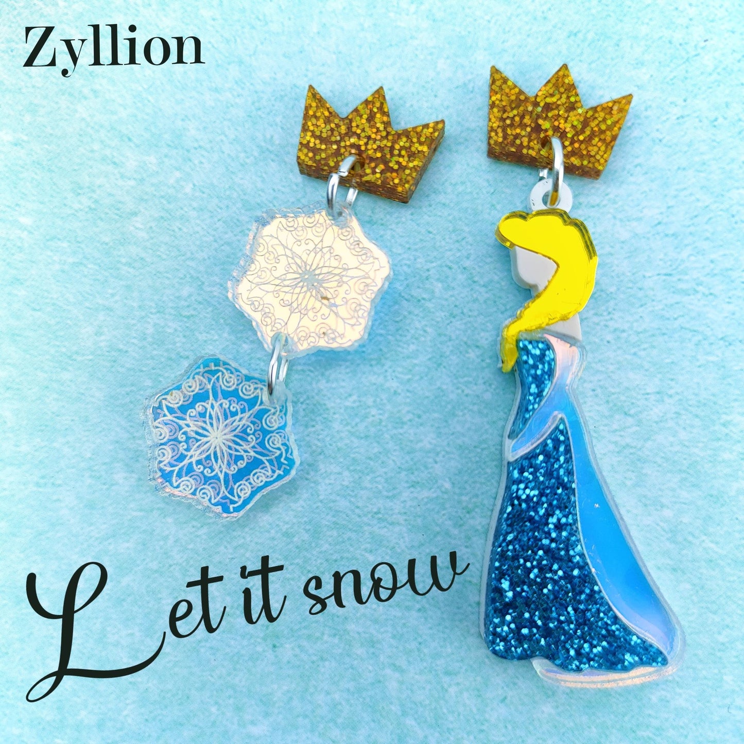 The Ice Queen Acrylic Dangle Sterling Silver Earrings