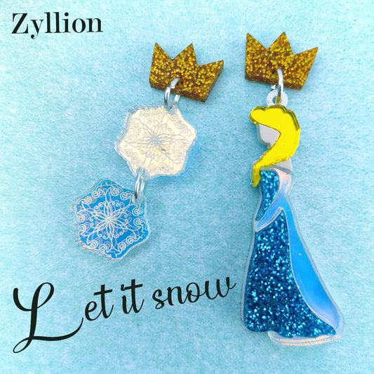 The Ice Queen Acrylic Dangle Sterling Silver Earrings