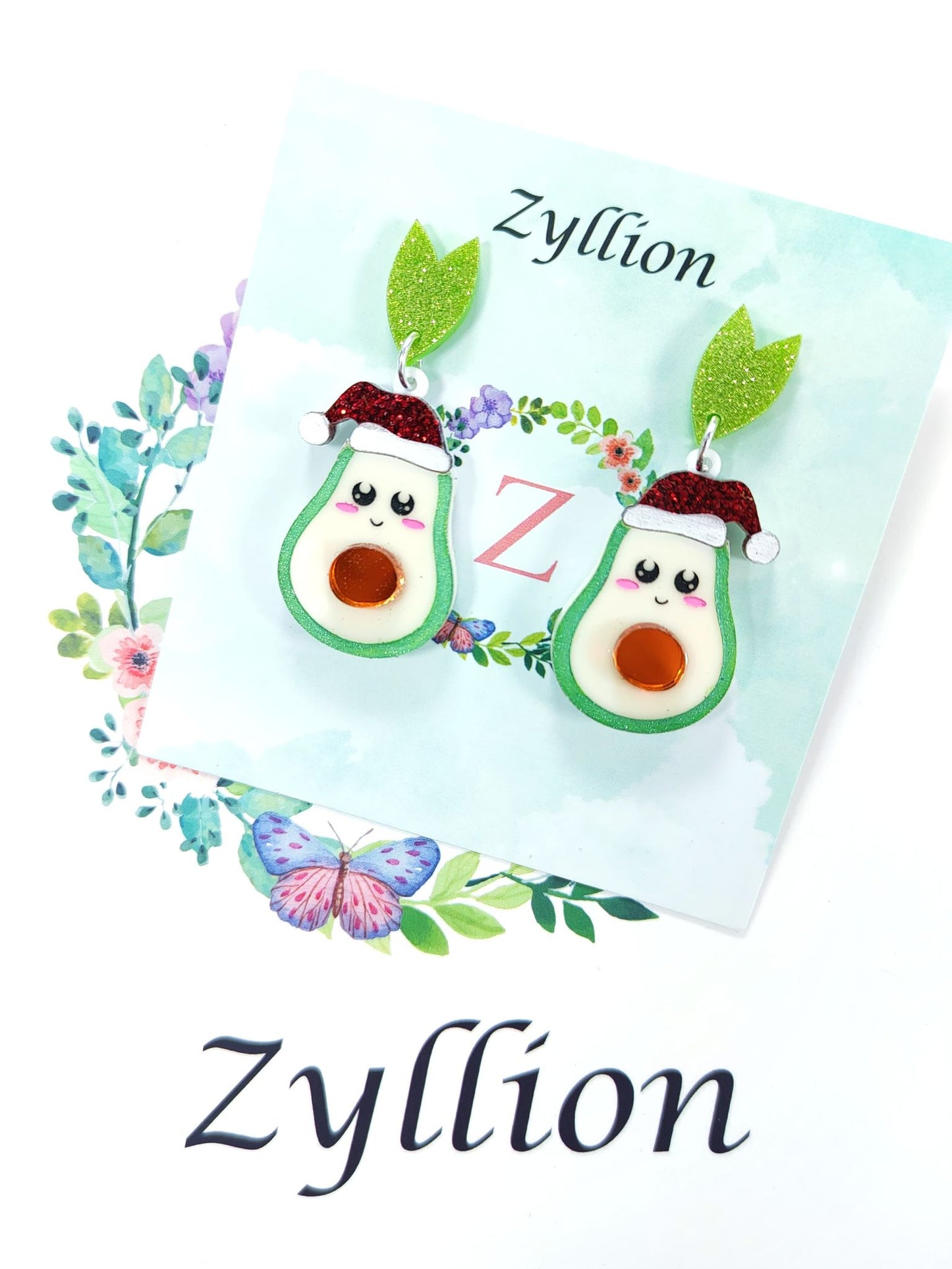 Avocado cutie acrylic Dangle Sterling Silver Earrings