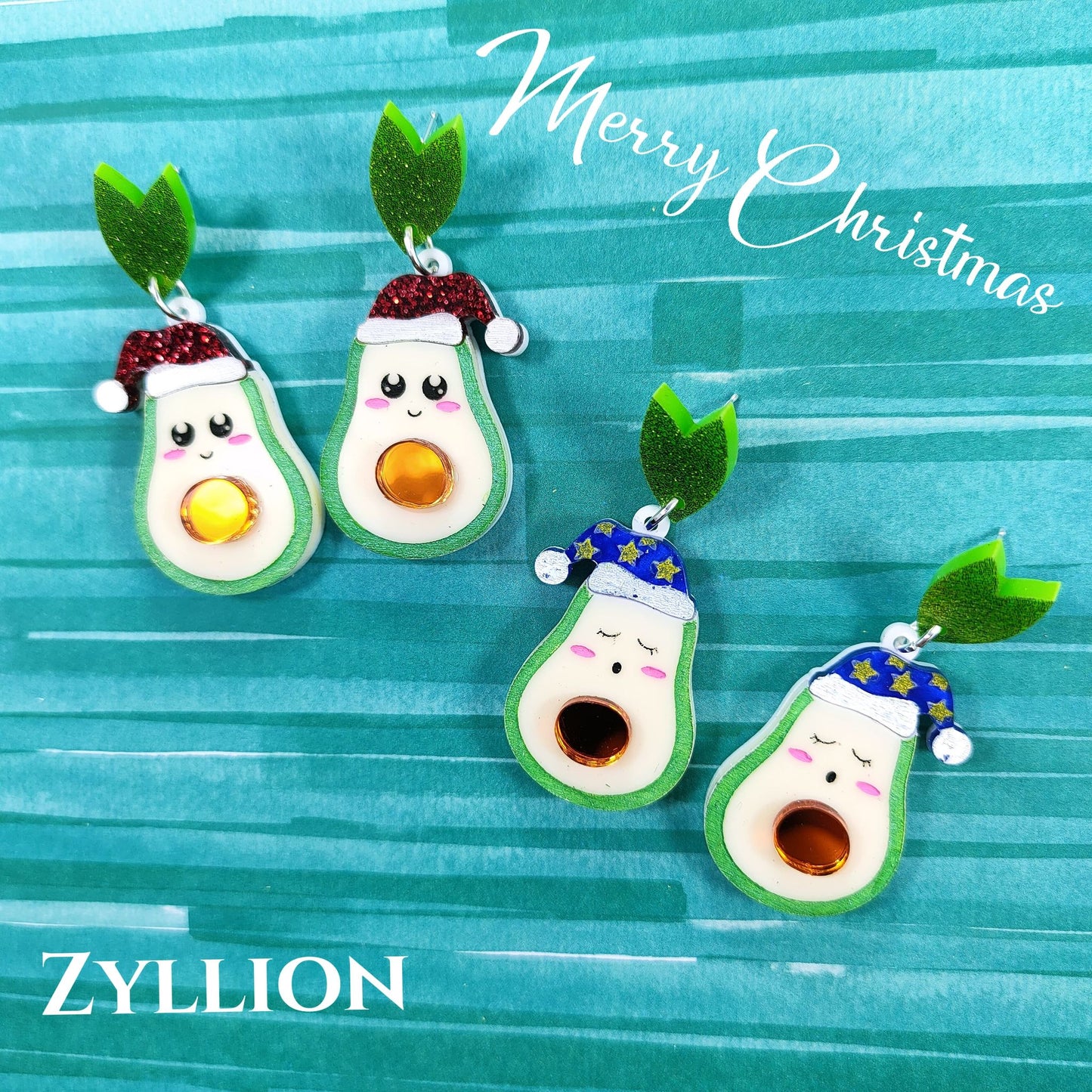 Avocado cutie acrylic Dangle Sterling Silver Earrings