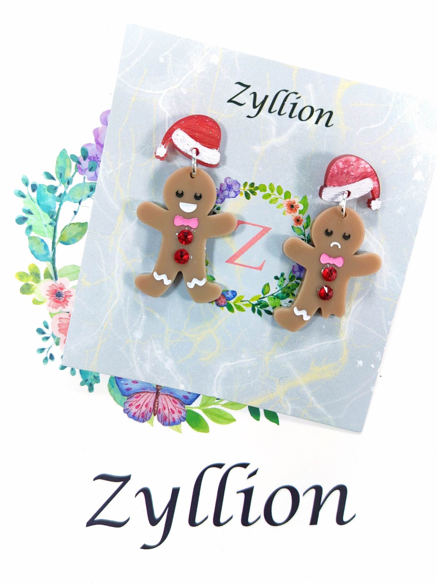 Christmas gingerbread Dangle Sterling Silver Earrings