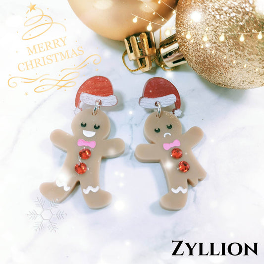 Christmas gingerbread Dangle Sterling Silver Earrings
