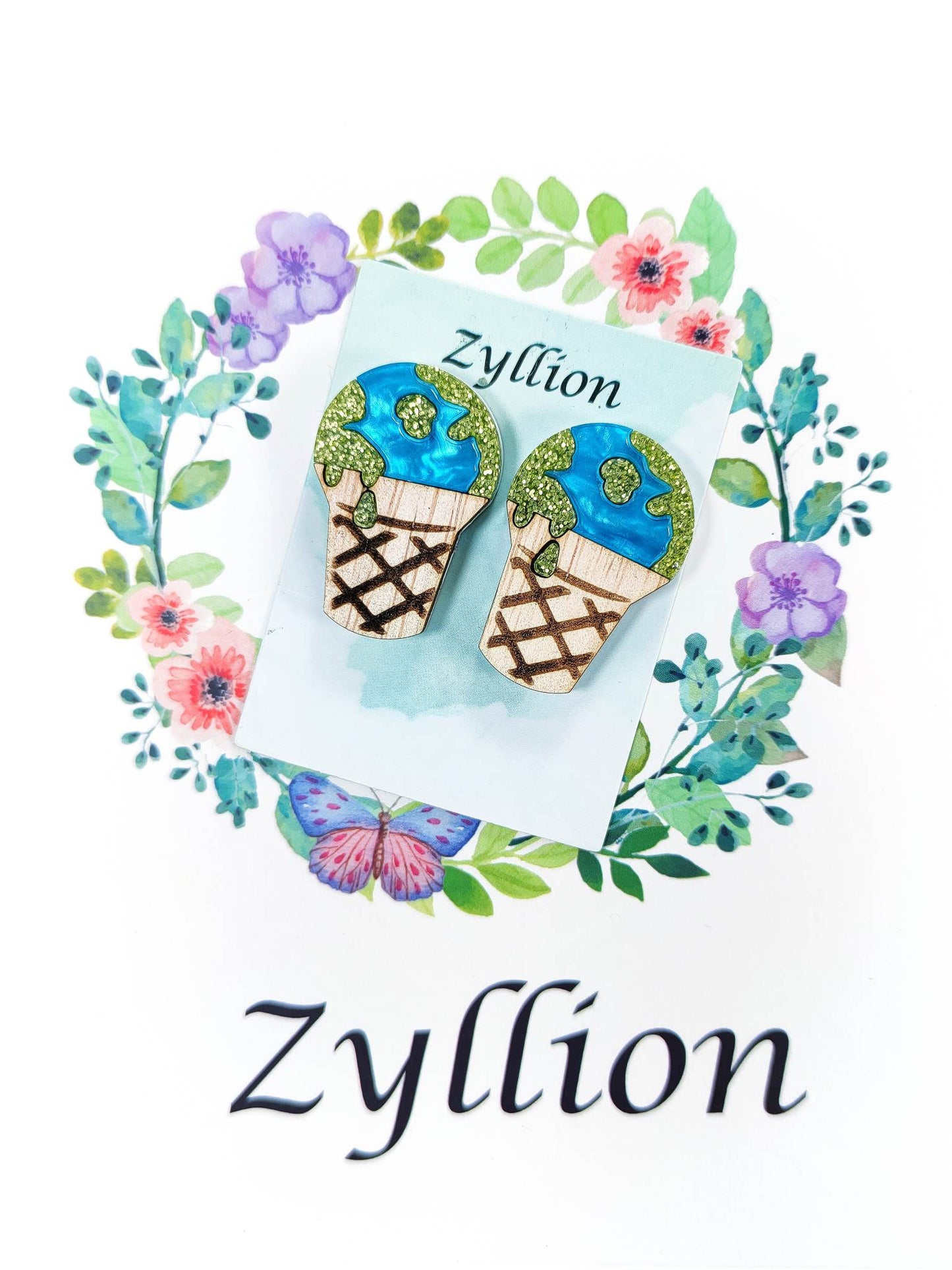 The melted earth ice cream Mini Dangle Sterling Silver Earrings