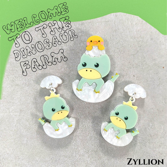 The baby dinosaur in egg Brooch