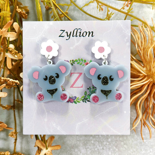 The baby koala cutie Dangle Sterling Silver Earrings