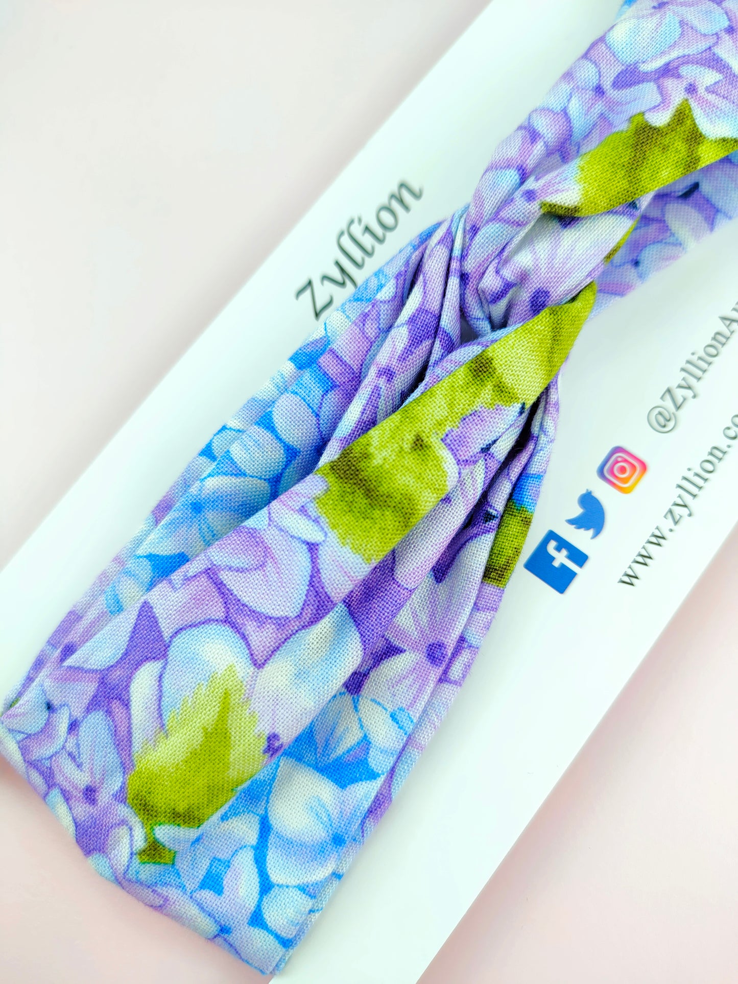 Purple & Blue Flower Wired Headband