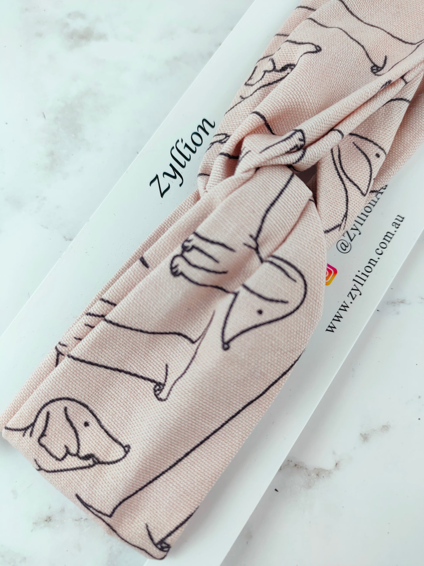 Sausage Dog Pale Pink Wired Headband