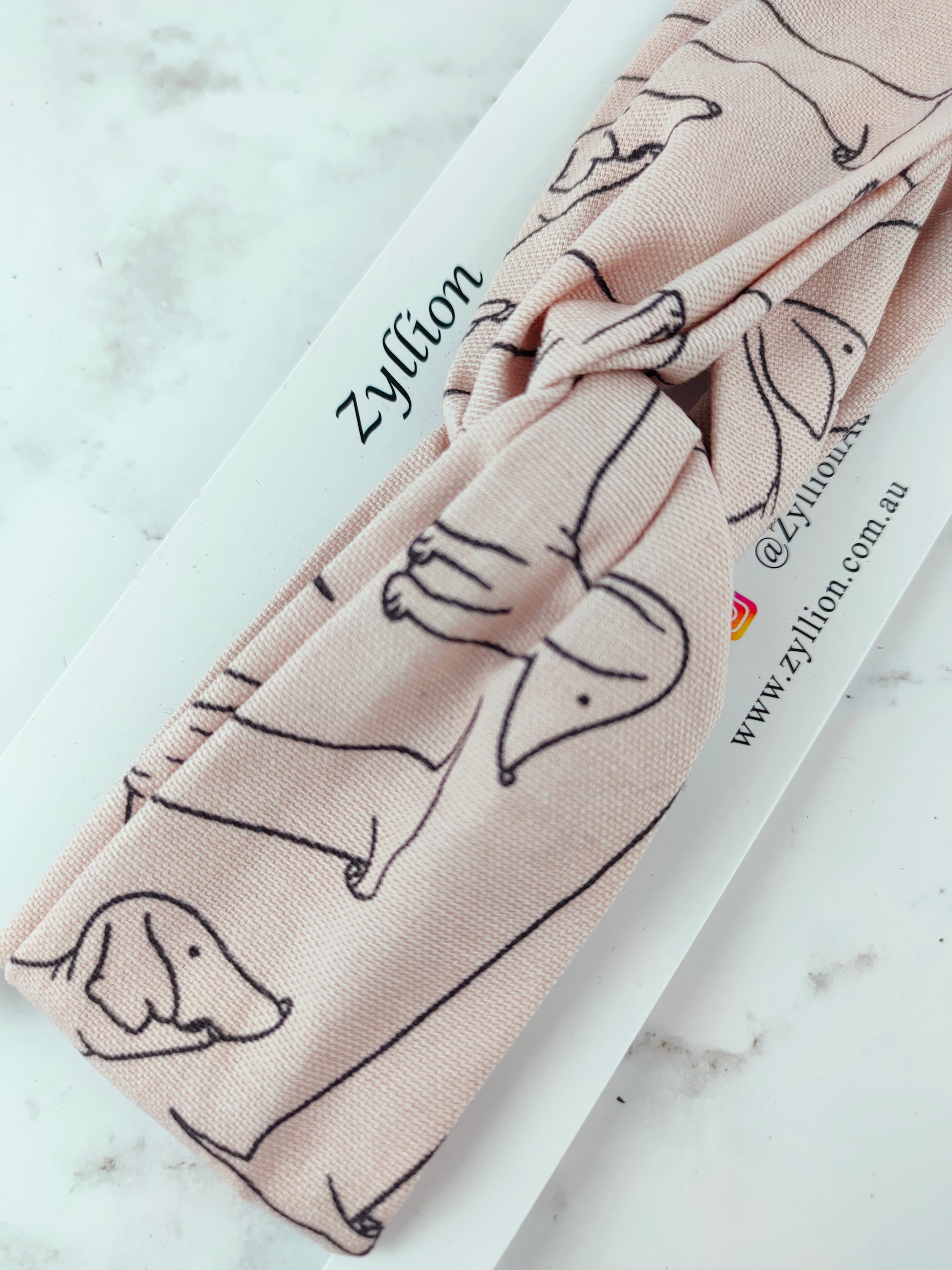 Sausage Dog Pale Pink Wired Headband
