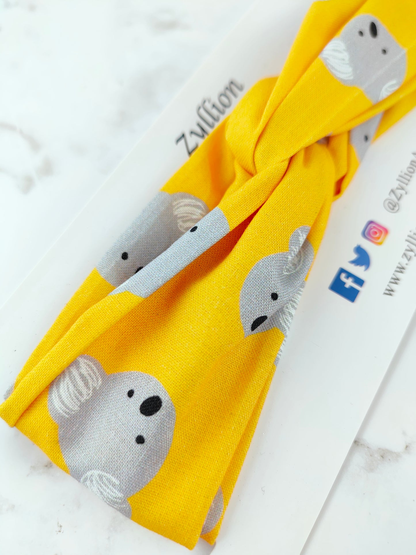 Koala Yellow Wired Headband
