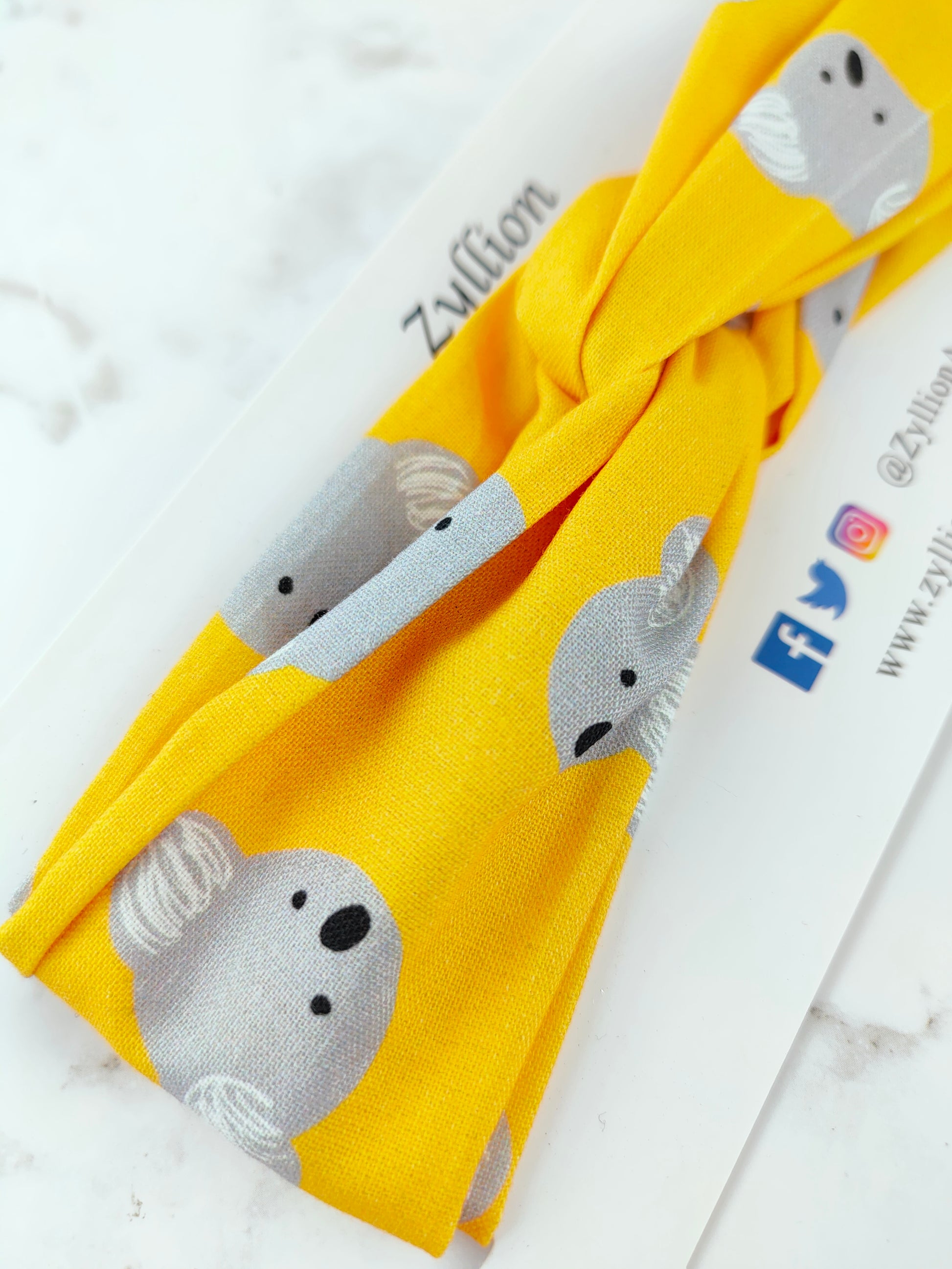 Koala Yellow Wired Headband